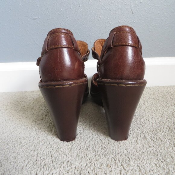 BORN Charisma Heeled sandals Size 8 Brown Leather Buckle Mary Jane #W61184 - Picture 4 of 11